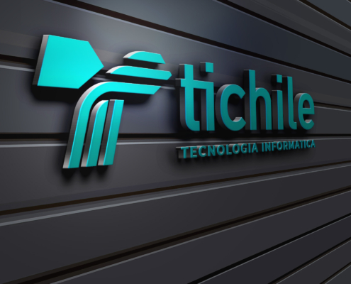 Logotipo de Tichile en un muro 3D.